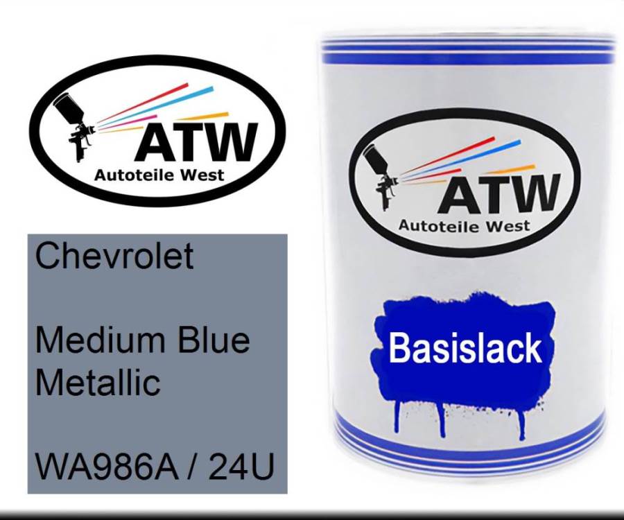 Chevrolet, Medium Blue Metallic, WA986A / 24U: 500ml Lackdose, von ATW Autoteile West.